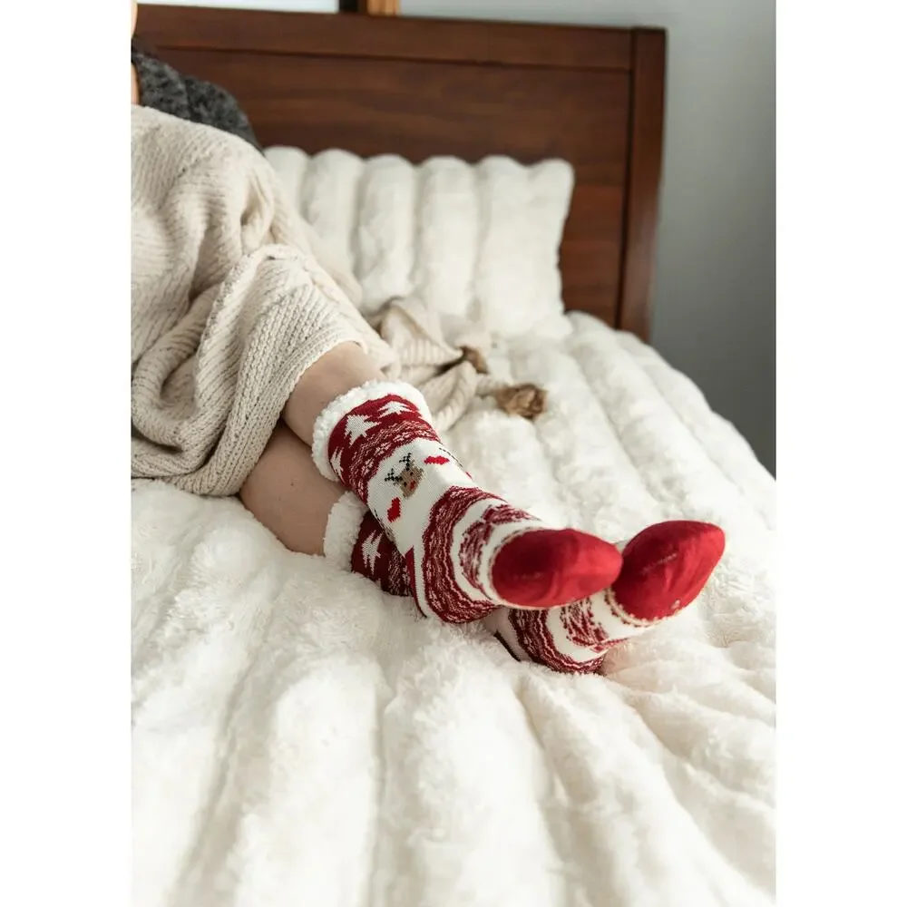 Reindeer Non-Slip Sherpa Lined Socks